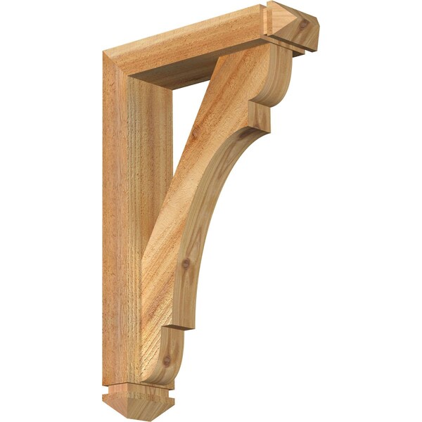 Ekena Millwork Olympic Arts and Crafts Rough Sawn Bracket w/ Offset Brace, Western Red Cedar, 4"W x 14"D x 22"H BKT0402X14X22OLY03RWR - main